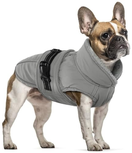 Hundemantel Mittelgroße Hunde, Hundemantel Wasserdicht Hundepullover Winterjacken & Wintermäntel für Hunde Warm Fleecemantel(Grau, M)