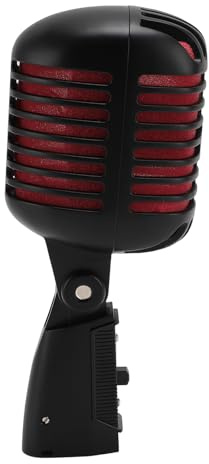 Plyisty Microfono Dinamico Classico, Microfono Dinamico per Voce retrò, Microfono Cardioide Direzionale in Lega di Zinco, Microfono a Condensatore Antiurto per Studio (BLACK)