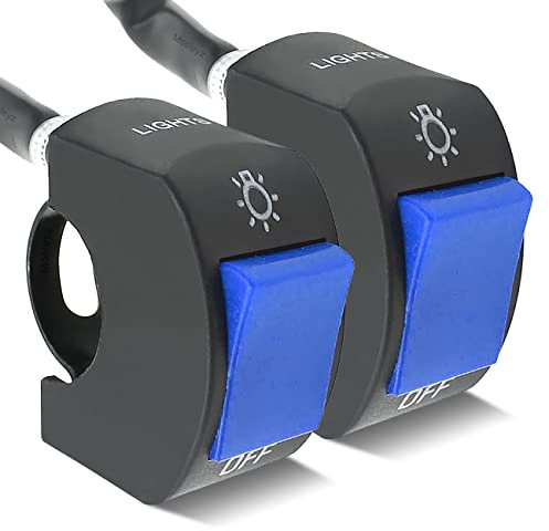 2 Stücke Motorrad Lenkerschalter Lenker Kippschalter mit Einschalten des Ausschaltens für Motorräder Fahrrad -Roller Motorrad Licht-Passt Lenker 22mm (Blau)