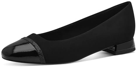 MARCO TOZZI Damen Ballerinas mit Glitzerdetails Kleiner Absatz, Schwarz (Black Comb), 38 EU