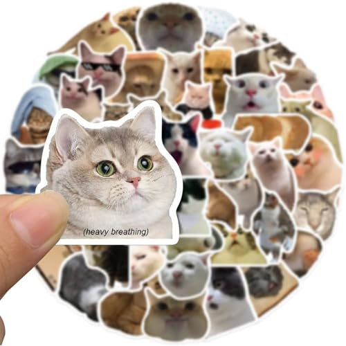 50 Stück Lustiges Katzen Aufkleber Set, Wasserfeste Vinyl Aufkleber, Niedliche Katzen Aufkleber, Ästhetische Aufkleber Für Katzenliebhaber, Katze Cute Sticker, Für Wasserflaschen, Handyhülle, Laptop