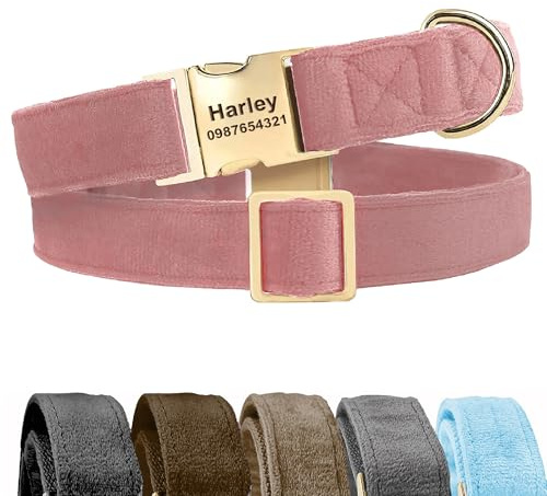 KreateSquare Personalised Dog Collar, Custom Engraved Adjustable Pet Collar