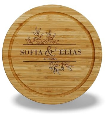 Hochzeit Brett mit Gravur aus Bambus - Personalisiert mit Namen und Datum - Natürliche Ölbeschichtung, Perfekt für Hochzeitsgeschenke