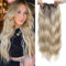 PORSMEER Haar-Topper Ombre Blond für Frauen 45cm Lang Gewelltes Haarteile Synthetische Perücken-Topper für dünnes Haar Highlight Clip In Wiglet mit Pony Haarvolumen hinzufügen