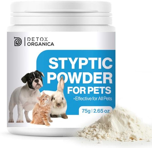 Detox Organica Styptic Powder for Pets (75g Large Tub) - Stop Bleeding Fast in Dogs, Cats, Birds, Rabbits and Other Pets - Treat Minor Superficial Cuts, Nail Clipping