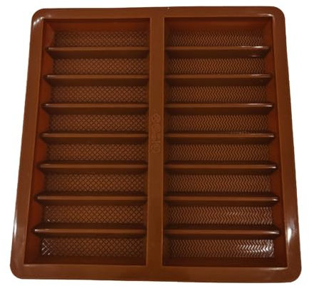 Sleek Design Silicone Chocolate Mold, Candy Bar Molds, Break Apart Ice Tray, Sturdy Non Stick Mold 7.7x7.5 Inches for Chocolate, Candy, Ice Cubes, Kitchen, Brown Color