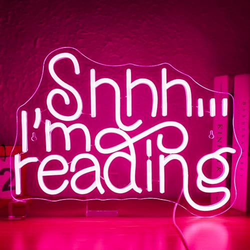 Horseneon I'm Reading Neon schild Read Leuchtreklame Buchstaben-LED-Neonschilder für die Wand USB-Dimmer-Neonlicht für Schlafzimmer rosa Neonlichtschilder für Wand Wohnzimmer Lesezimmer Buchladen