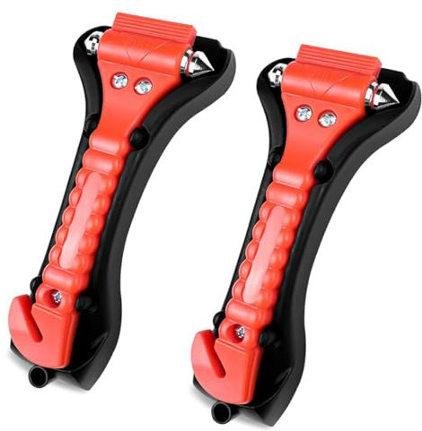 Martelletto Vetri Auto,Rompi Vetro Auto Emergenza,Rompivetro Auto, Rompivetro Auto E Taglia Cintura,Martello di Emergenza Automobilistico 2-in-1 del Martello di Sicurezza Automobilistico 2 Pezzi