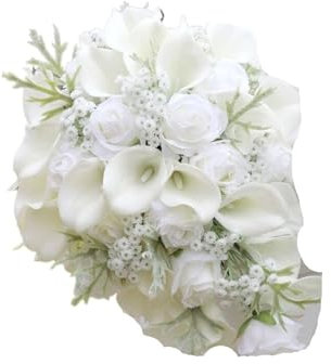 PSNKLMM Hochzeitsstrauß Hochzeitsstrauß Wasserfall Künstliche Blumen Weiß Braut Perle Brautstrauß FüR Braut, Brautjungfer, Blumenstrauß(Style 2)