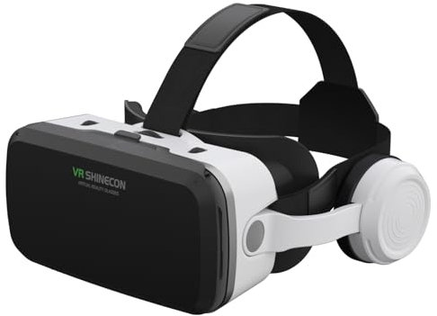 Virtual Reality VR-Headset für iPhone 16, 15, 14, 13 Pro Max Plus, Galaxy S24, S23, S22, VR-Brille mit Fernbedienung, VR-Set für Erwachsene, Kinder, Filme, Videospiele (für iPhone)