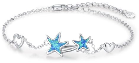 JFASHOP Damen Stern Armband 925 Sterling Silber Sterne Armband Opal Armkette Geschenk für Muttertag Mädchen Tier Schmuck Armreif Armkette für Frau Freundin
