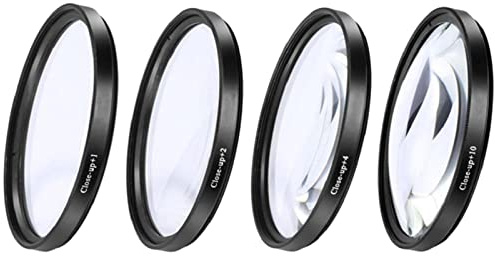 Close-up Filter Kit +1 +2 +4 +10 Lens Set for Digital Cameras 72mm, Transparent