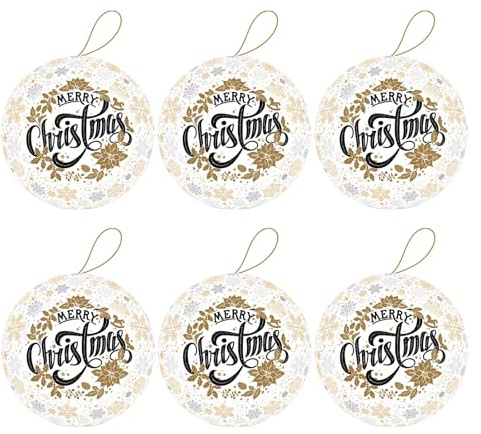 6er Set Weihnachtskugeln zum Befüllen Ø 10 cm Wunschkugel Merry Christmas
