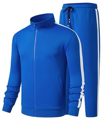 JMIERR Herren Traingsanzug Set Streatwear 2-Teiliger Jogginganzug Full Zip | 2-teiliger Tracksuit,Sportanzug herren ohne Kapuze,Kordelzug Taille,training,outdoor,freizeit