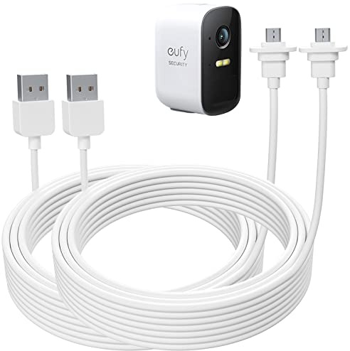 BECEMURU Ladekabel für Eufycam 2C/2C Pro, 30 Fuß/9 m wetterfestes Netzkabel, Kontinuierliches Laden Ihrer eufyCam 2C/2C Pro Kamera (Weiß 2er-Pack)