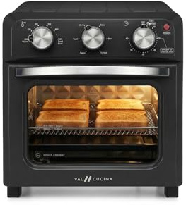 VAL CUCINA 6-in-1 Air Fryer Toaster Oven Combo, Compact 12.7 QT Small Countertop Convection Oven, Fits 9 Pizza & 4 Toast, Hexagon Hybrid Heating, Enamel Baking Pan