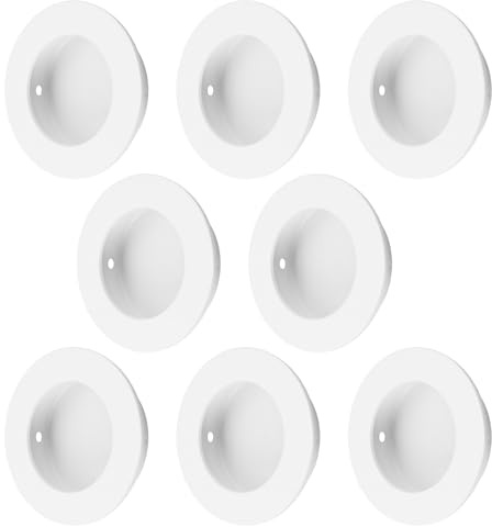 MOROBOR Lot de 8 poignées rondes à ouverture dissimulée en acier inoxydable pour porte de grange coulissante, placard de cuisine, garde-robe/50 mm