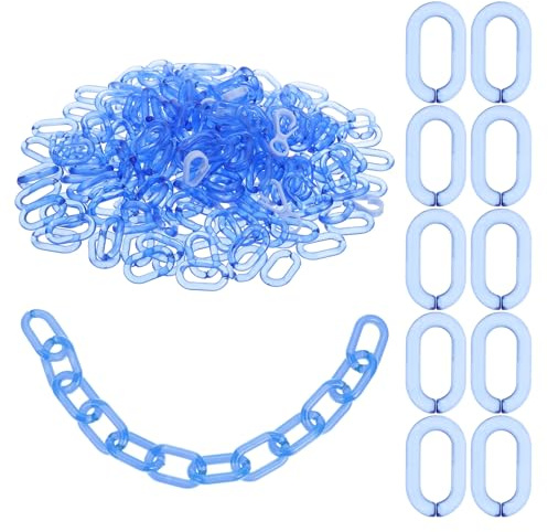 PATIKIL Acrylic Chain Link Rings, 200 Pcs 16mm x 27mm Quick Link Connectors with Buckle for Necklace Earring Jewelry Eyeglass Clothes Chain DIY Craft Making, Blue