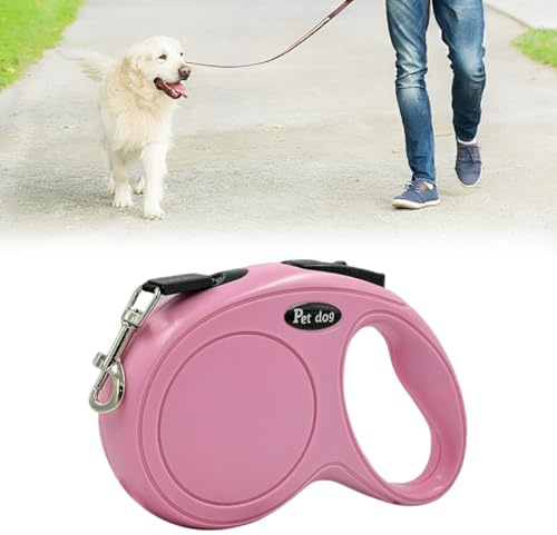 GNALIA Laisses Rétractables Pour Chiens 1 Pièce Rose 5M Système De Guidage Perfectionné Ergonomique Pour Animaux Jusqu'À 15Kg