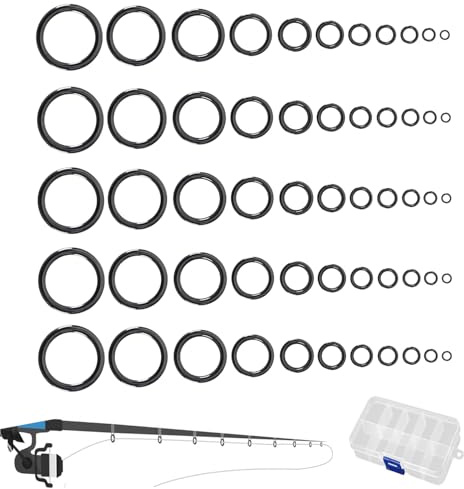 JOYOLA 55 Stück Angelrute Keramik Führungen Ringe, Angelruten-Führungsringe 11 Größen 3,8mm-29,8mm Angelrutenführung Rutenring Set Angelrute Ring aus Keramik für Angelbegeisterte