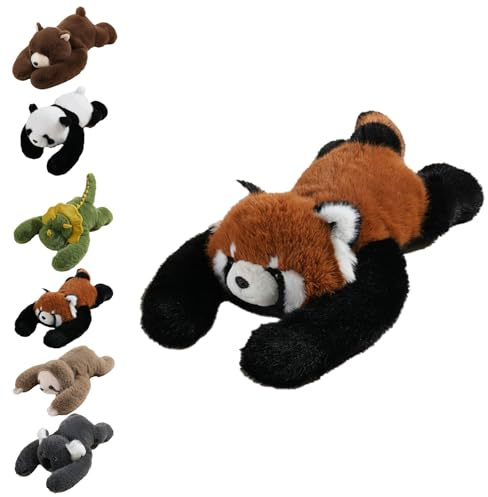 PORUPAEL Weighted Stuffed Animal Plüschkissen Gewichtetes Kuscheltier Weiches Sofa Dekokissen Für Kinderzimmer Dekoration Geschenk Geburtstag (Rot Panda, 45cm)