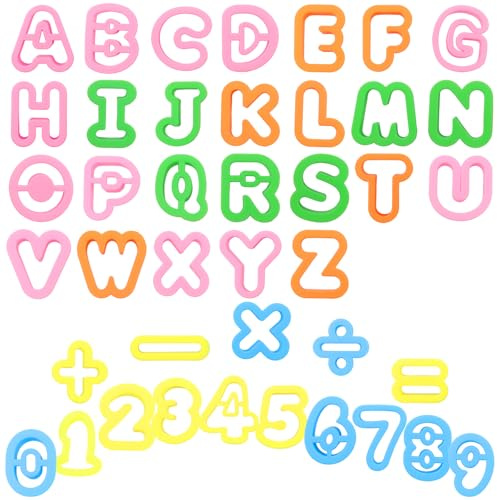 41PCS Alphabet Playdough Cutters with Mathematical Symbols & Numbers - Colorful Alphabet Cookie Cutters, Durable Fondant Letter Mold for Learning Letters Number Counting, Crafting,for 18+Ages