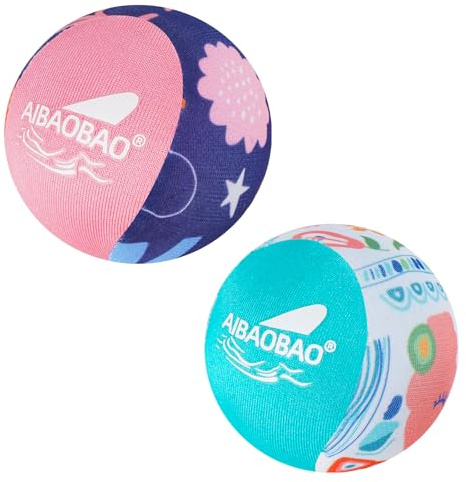 AIBAOBAO 2 Pack Water Ball, Water Skipping Balls 5.5cm Art Design for All Ages Adults with Net Bag for Lakes, Rivers, Beach, Jumping Balls Skimming for Swimming Pool Outdoor Pool Beach
