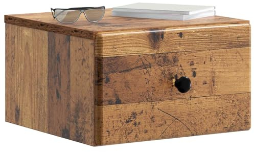 vidaXL Wandmontierter Nachttisch Altholz 34,5 x 33 x 20 cm, Moderne Schlafzimmermöbel, rechteckige Nachttische, praktische Beistelltische, viel Stauraum, schicke Accessoires für Räume