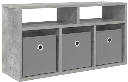 XHNIFBN Lowboard in Beton Grau – Modernes TV-Board mit 3 Schubladen und 2 offenen Regalfächern, kompakter Fernsehschrank für das Wohnzimmer, 72 x 22,5 x 38 cm