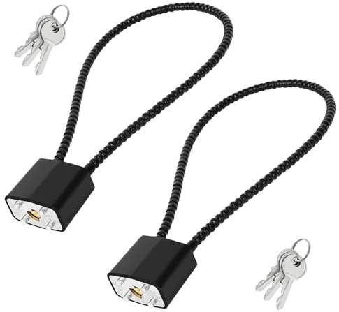 2 Pcs 38 cm Flexible Steel Cable Padlocks with Keys, Heavy-Duty Set | Long-Shackle Locks for Bins, Gym Lockers, Gates, Cabinets, Indoor And Outdoor Use