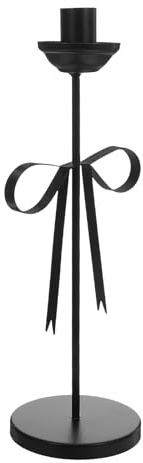 NIYANGLE Porte-Bougie Rustique en Fer Noir Nœud de Noël, Décoration de Table Élégante et Facile à Assembler, Centre de Table pour Dîner et Halloween