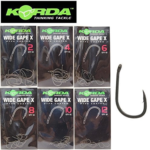 Korda Wide Gape X Barbed Hook Size 4 - Extra Strong Carp Fishing Hook, Forged with Beaked Point, Short Shank, Ideal for Snaggy Waters and Big Fish