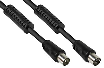 Good Connections® – Cable Sat Antena Coaxial Macho a coaxial Hembra – 2 x Filtro de Corriente Aislante (Núcleo de ferrita), Doble blindaje, Pantalla métrica > 95 dB