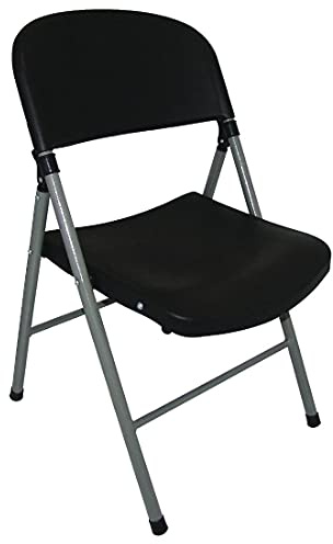 Bolero Steel Foldaway Utility Chairs 810x490x500mm (Pack of 2), Black | Suitable for indoor and outdoor use; folds flat for easy storage and conforms to commercial strength standards.