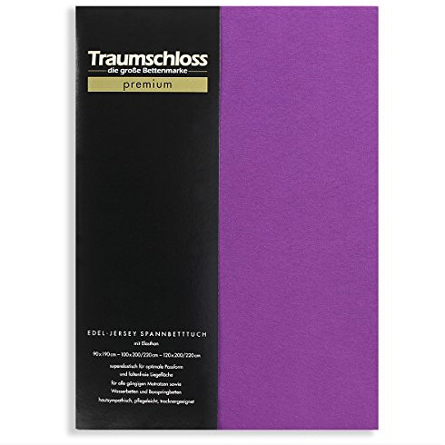 Traumschloss Premium Edel-Jersey Spannbettlaken 180-200x200-220 violett