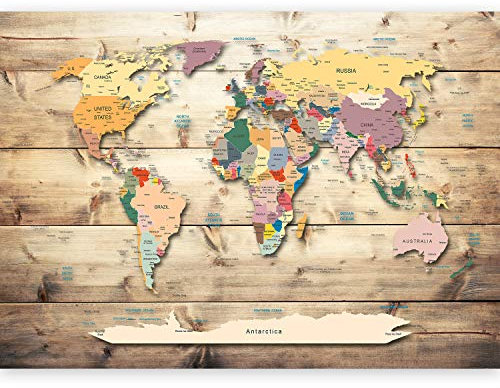 Fotomurales 3D - Ilusion Optica 3D 210x150 cm - Fotomural Poster Finestra - Fotomurales Papel pintado - Cuadro Mapa Mundi Mapa del Mundi Continente
