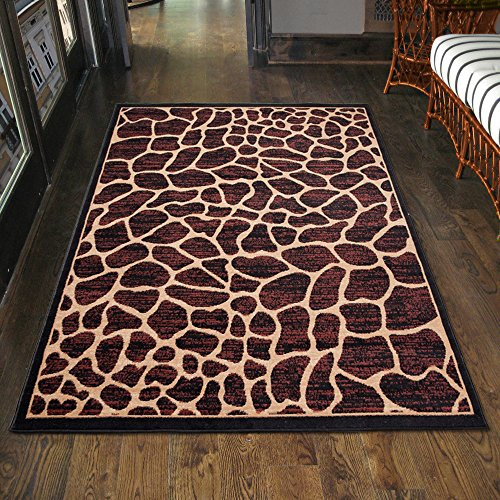 Carpeto Teppich Wohnzimmer 80x150cm Braun Animalprint Weich Pflegeleicht | Teppich für Schlafzimmer Büro Esszimmer Eingangsbereich Tierfreundlich Allergikerfreundlich Fußbodenheizungsgeeignet Kurzflor