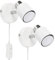 MiniSun | Modern White and Chrome Single Adjustable Wall Spotlights | Wall Spotlights, Home Décor & Improvement Essential | Set of 2
