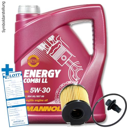 Ölwechsel Set Inspektion 5 Liter Mannol Energy Combi LL 5W-30 Motoröl + Ölfilter + Öl Ablassschraube Verschlussschraube