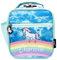 Fringoo Personalised Kids Lunch Bag Thermal Insulated 2 Compartment Cooler Bag with Side Mesh Pocket Nursery School Travel Lunchie (Unicorn Clouds)