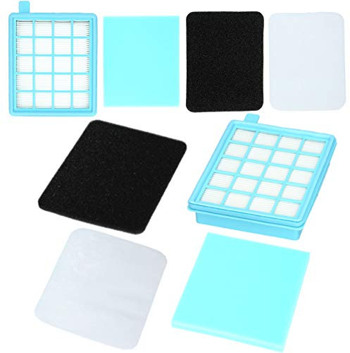 McFilter | 2x jeu de filtres 4 pièces adapté au Philips Power Cyclone Philips FC8058/01 Filtre d'aspirateur PowerPro Active Compact Filtre de rechange FC8630-FC8639, FC8640-FC8649, FC8470-FC8479