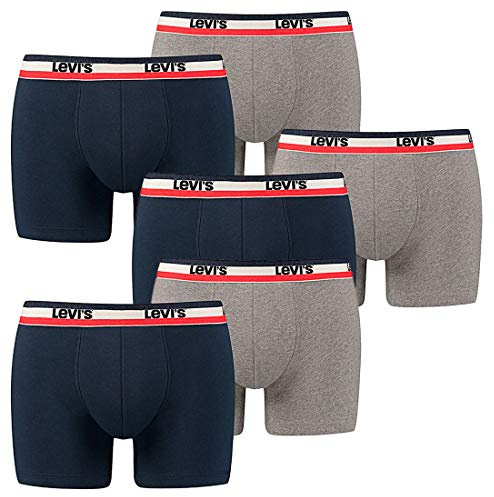 6er Pack Herren Levis SPRTSWR Logo Boxer Brief Boxershorts Unterwäsche Pants, Farbe:198 - Dress Blues, Bekleidungsgröße:XL