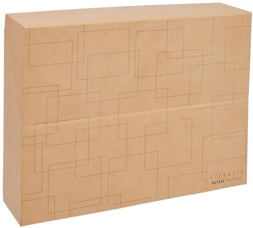 Exacompta - Réf. 89847E - 1 Boîte transfert en papier enduit d'huile végétale Eterneco - Dos 90 mm - Oieillet en métal - Dimensions 25,5 x 34 x 9 cm - Brun motifs géométriques - livrée montée