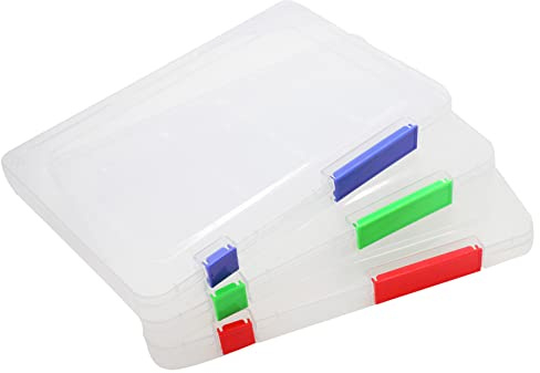 XM-ZHHY Plastic File Box A5 - Pack of 3 Waterproof Portable Document Folders for 24×17 cm Paper, Transparent Storage Organizer Cases with Snaps and Lids for Magazines, Office Supplies, School