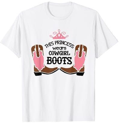 Maglietta da cowgirl con stivali da cowboy e principessa, idea regalo Maglietta
