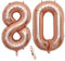 Folienballon Zahl Deko Rose Gold 80 für Frau Frauen, XXL 100cm Riesen Nummer Aufblasbar Helium Ballon Figuren Zahlen Luftballons Geschenk für 80. Jahre Geburtstag Hochzeit Jubiläum Party Dekoration