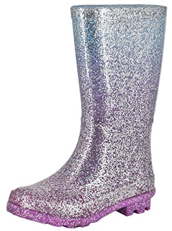 Stormwells W276LM Girls Junior Glitter Wellington Boots Lilac/Multicolour 1