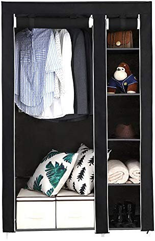 Alightup Armoire de Rangement Dressing Chambre Penderie Tissu Garde Robe Portable pour Chambre D'adulte Noir 5 Couches 6 Cubes