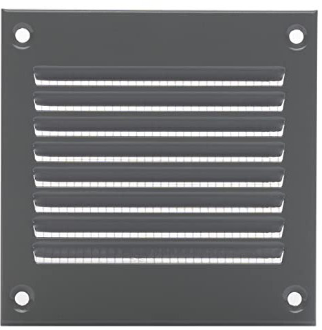 100x100mm Griglie D'Aerazione/Ventilazione in Metallo - Grigia Griglia D'aria con Rete Anti Insetti