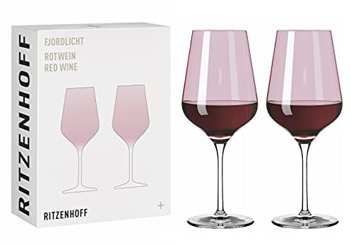 RITZENHOFF 3631003 Rotweinglas 500 ml - Serie Fjordlicht Nr. 3, 2 Stück mit Farbverlauf Berry - Made in Germany